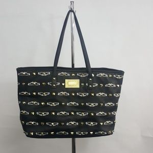 Betsey Johnson Gold Studded Black Tote Purse